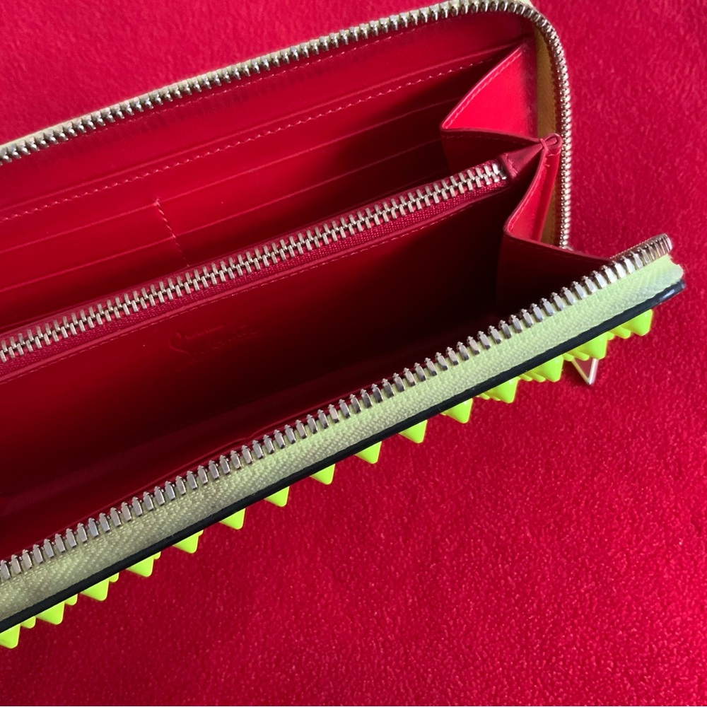 Christian Louboutin Panettone Neon Zip Around Studded Clutch Fashion Wallet - Picture 15 of 16